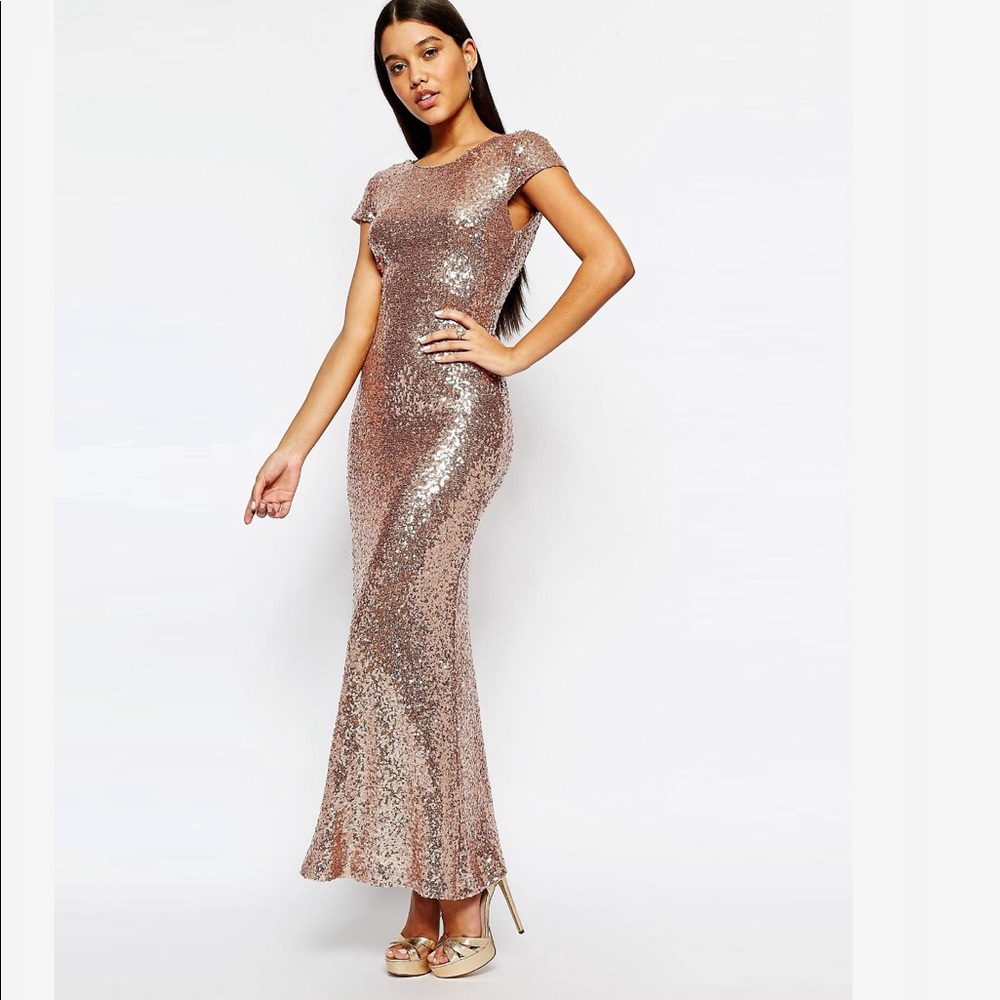 Maya Sequin Maxi Dress with Cowl Back